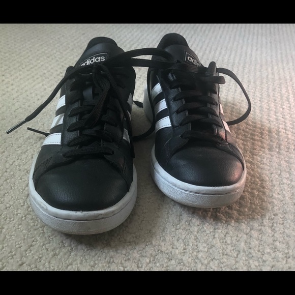 BLACK LEATHER ADIDAS—-6 - Picture 2 of 5